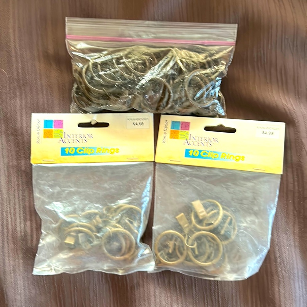 Drapery clip rings. Bundle of 38 drapery rings.